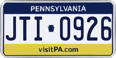 PA license plate JTI0926