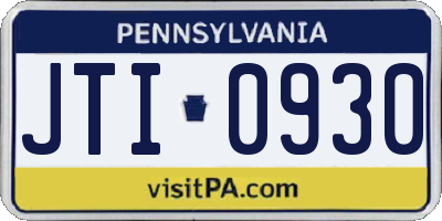 PA license plate JTI0930