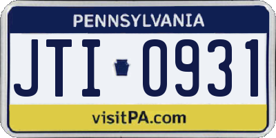 PA license plate JTI0931