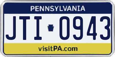 PA license plate JTI0943