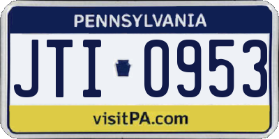 PA license plate JTI0953