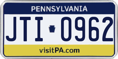PA license plate JTI0962