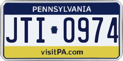 PA license plate JTI0974