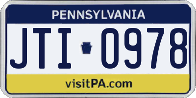 PA license plate JTI0978