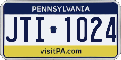 PA license plate JTI1024