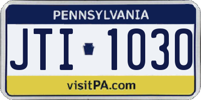 PA license plate JTI1030