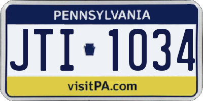 PA license plate JTI1034
