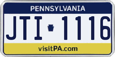 PA license plate JTI1116