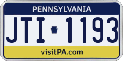 PA license plate JTI1193