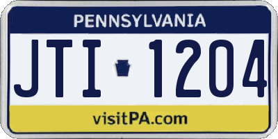 PA license plate JTI1204