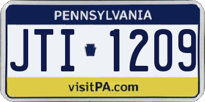PA license plate JTI1209