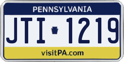 PA license plate JTI1219