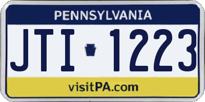 PA license plate JTI1223