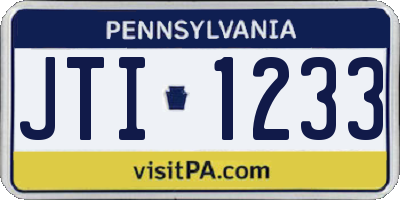 PA license plate JTI1233