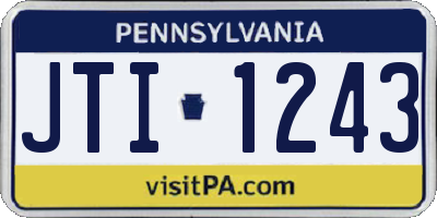 PA license plate JTI1243