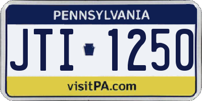 PA license plate JTI1250