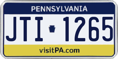 PA license plate JTI1265