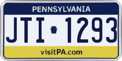 PA license plate JTI1293