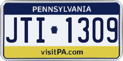 PA license plate JTI1309