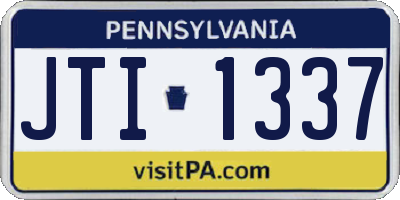 PA license plate JTI1337