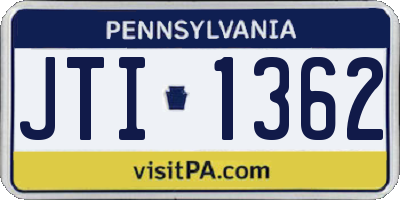 PA license plate JTI1362