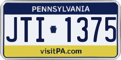 PA license plate JTI1375