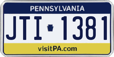 PA license plate JTI1381