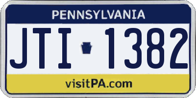 PA license plate JTI1382