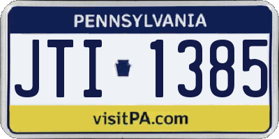 PA license plate JTI1385
