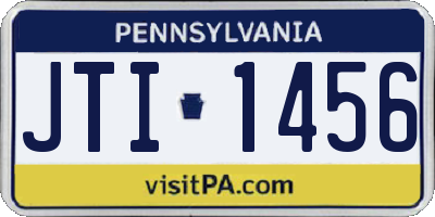 PA license plate JTI1456