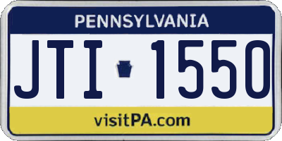 PA license plate JTI1550