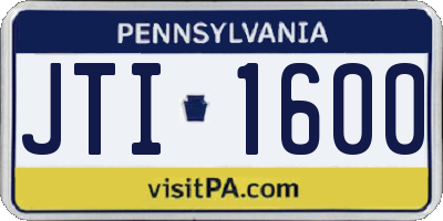 PA license plate JTI1600