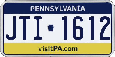 PA license plate JTI1612