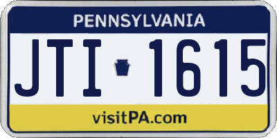 PA license plate JTI1615