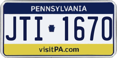 PA license plate JTI1670