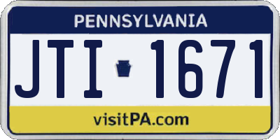 PA license plate JTI1671