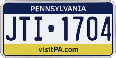 PA license plate JTI1704