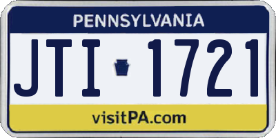 PA license plate JTI1721