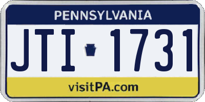 PA license plate JTI1731
