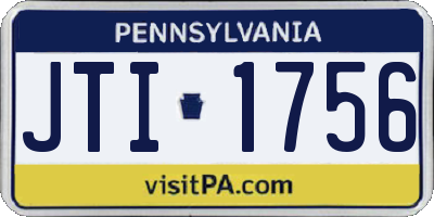PA license plate JTI1756