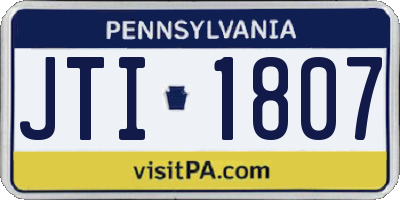 PA license plate JTI1807