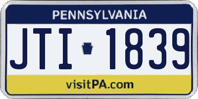 PA license plate JTI1839