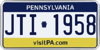 PA license plate JTI1958