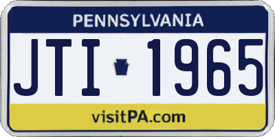PA license plate JTI1965