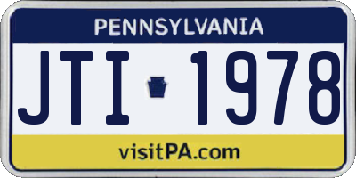 PA license plate JTI1978