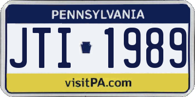 PA license plate JTI1989
