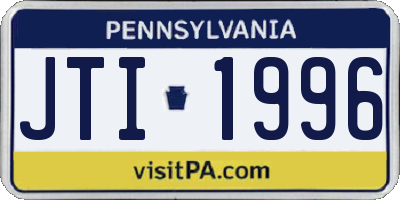 PA license plate JTI1996