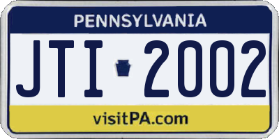 PA license plate JTI2002