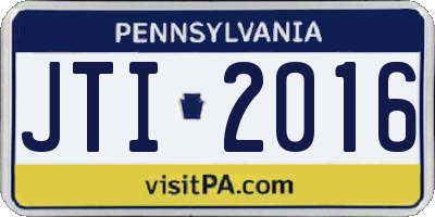 PA license plate JTI2016