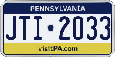 PA license plate JTI2033